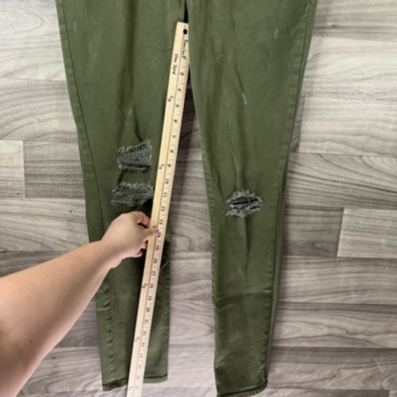 Old Navy Jeans Womens 10 Green Rockstar Slim Skinny Distressed Mid Rise Denim - Picture 2 of 12